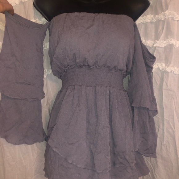 Over shoulder periwinkle blouse - Picture 2 of 2